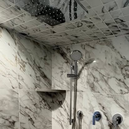 Premium marble shower with ceiling rain head and body jets